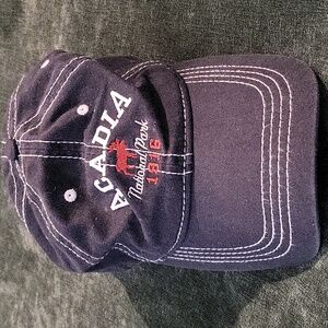 Acadia National Park baseball cap - women's - navy blue, burgandy, & white - GUC